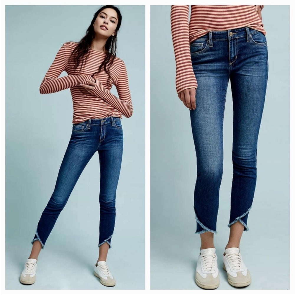 Joe’s Jeans The Icon mid rise skinny ankle tulip hem raw edge jeans Size 33